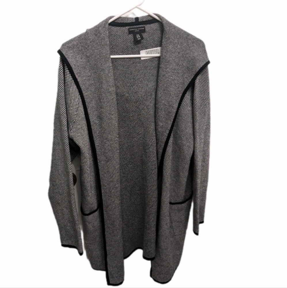 Adrienne Vittadini 1X Hooded Open Cardigan Sweater - Cozy Lounge - Pockets